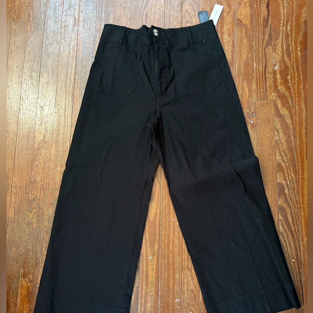 Anthropologie Midnight Black Wide-Leg Chinos